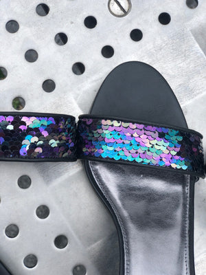 Block heel w/Purple Sequins shoe bling